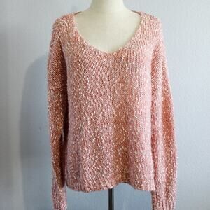 Margeaux & Ellie Cute Pink & White Long Sleeve Sweater Size M